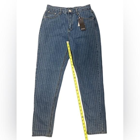 Nasty Gal High Waisted Denim Striped Mom Jeans Size 6 - Picture 13 of 16